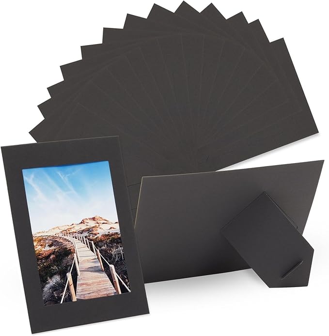 Juvale 4x6 Black Cardboard Photo Frames Bulk -Tabletop Easel Back for DIY Crafts - Paper Picture Frames with Stand 50-Pack