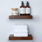 Homeforia Walnut 12 inch Floating Shelf, High End Solid Real Wood Small 12inch Floating Shelves for Wall Mounted, Dark Brown 12in Floating Shelves, Heavy Duty Bracket, 12 X 6.5 X 1.75 inches, Set of 4