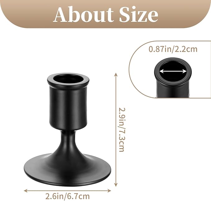 Sziqiqi Candlesticks Holder for Wedding Table Centerpiece - Black Taper Candle Holders Candle Stick Holder Bulk for Christmas Candlelight Dinner Wedding Party Festival Decor Pack of 6