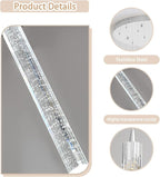 157" Long Light 25-Lights Silver Chandeliers for Entryway High Ceiling Pendant Lights Crystal Drop Light for Living Room Foyer Hallway Staircase