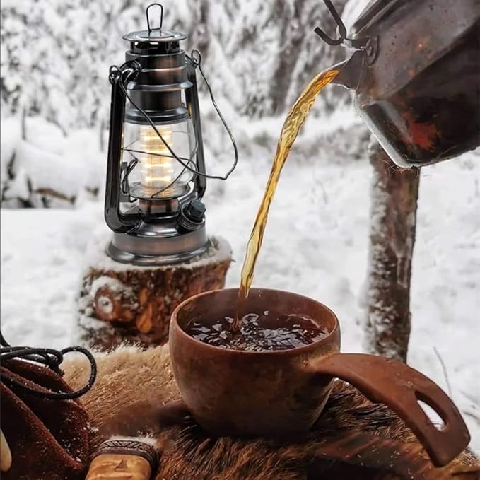 YAKii LED Vintage Lantern Metal Hanging Hurricane 12 LED Dimmer Switch Warm White Battery Operated Power Outage Indoor Camping Lighting Outdoor Brooklyn (Copper 2 Pack)