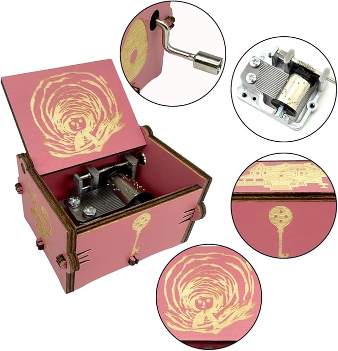 Youtang Music Box Engraved Wooden Gifts Mini Musical Box Play Dreaming for Birthday/Anniversary/Valentine's Day/Christmas (Hand Crank, Pink)