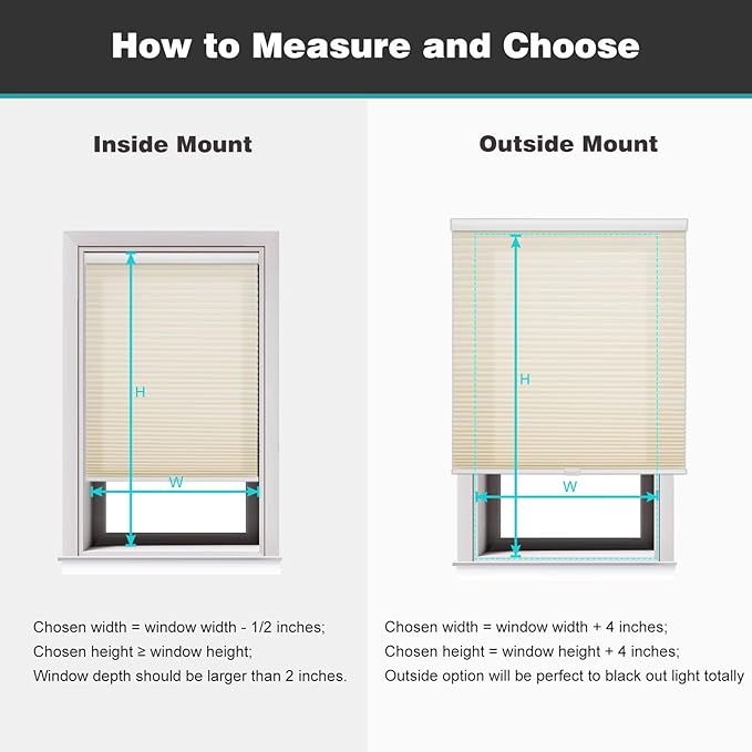 Changshade Cordless Cellular Shades, Light Filtering Honeycomb Shades for Windows, Pull Down Pleated Blinds, Easy to Install for Indoor Windows and French Doors,47" W x 72" H, Beige