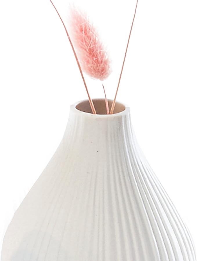 Chive ‘Frost’ Ceramic Flower Vase — Set of 6 Beautiful Small Bud Vases for Flowers & House Plants — Perfect Shelf Centerpieces and Living Room Decor — White