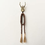 OMISHE 59in Wood Bead Garland with Tassels, Decorative Beads Decor, Farmhouse Wooden Beads Garland for Wall Hanging Home Festival Decor, Dark Brown