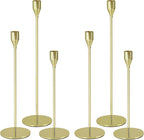 Gold Candlestick Holders,Set of 6 Gold Candle Candlestick Holder,Metal Candle Stick Holder Decor for Wedding, Dinning, Party,Fit 3/4" Thick Tapered or Led Candle