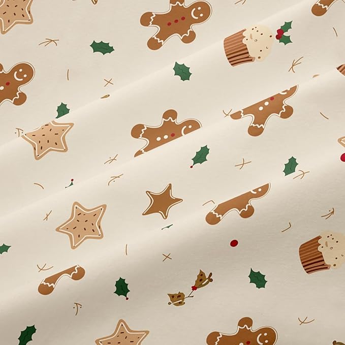 Christmas Comforter Set Queen Size, Christmas Bed Set with Gingerbread Beige Bedding Set for Holiday, 3 Pieces 1 Super Soft Comforter and 2 Pillowcase