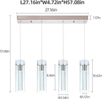 Kitchen Lighting Pendant Fixtures 4-Light LED Pendant Ceiling Fixture Brushed Nickel Bubble Cylinder Pendant Light with Adjustable Length for Kitchen Island Dinning Room Bedroom