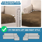 H.VERSAILTEX Velvet Stretch Sectional Couch Covers 3 Pieces Sofa Seat Cushion Covers L Shape Separate Couch Cover for Both Left/Right Sectional Couch (Large Sofa 2 Seater + 1 Chaise, Bronze Brown)