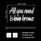 WLHOPE All you need is Brows Neon Sign White Led Neon Signs for Wall Decor, Nails Neon Signs USB Letter Neon Light Signs for Bedroom Girls Room Beauty Shop Nails Room Party Gift, Neon Nail Sign