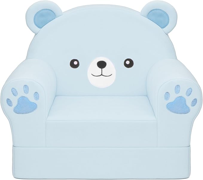 MONKISS Cute Toddler First Chair, Kids' Armchairs, Mini Couch for Baby, Blue Bear, 1~2.5 Years Old