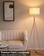 Lightdot Pink Tripod Floor Lamp, Modern Floor Lamps for Living Room, Standing Lamp with Linen Shade, E26 Bulb Included, 66" Tall Floor Lamp for Bedroom, Home Office