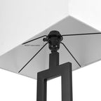 GLOBE Electric 67046 58" Floor Lamp, Matte Black Finish, White Linen Rectangular Shade, Modern Geometric Cutout Design, E26 Base