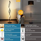 LENIVER LED Spiral Floor Lamp, Unique 3 Color Dimmable Standing Lamp, Modern Creative Standing Pole Lamps with Remote Control for Living Room, Bedroom and Office - Black