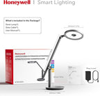 Honeywell Desk Lamp for Home Office, H6 Sunturalux™ Eye-Caring Led Desk Light, 800LM Dimmable Desk Lamp with Timer, Touch Control Tall Desk Reading Light, Table Lamp for Circle Webcam, Study, Bedroom