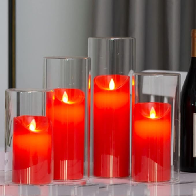 Glass Hurricane Candle Holder Esmiome - Cylinder Vases for Centerpieces 4 Sets (16Pcs) Hurricane Floating Candle Holder, Glass Vases for Flowers, Decorative for Home Wedding, 4''+6''+8'+10''(High)