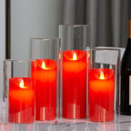 Glass Hurricane Candle Holder Esmiome - Cylinder Vases for Centerpieces 8 Sets (32Pcs) Hurricane Floating Candle Holder, Glass Vases for Flowers, Decorative for Home Wedding, 4''+6''+8'+10''(High)