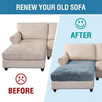 H.VERSAILTEX Velvet Stretch Individual Chaise Cover Sectional Couch Covers for L Shaped Sofa Both Left/Right Furniture Protector Seat Cushion Sofa Cover (1 Piece Chaise Cover, Stone Blue)