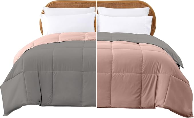 Modern Threads Down Alternative Reversible Comforter Charcoal Gray/Blush King