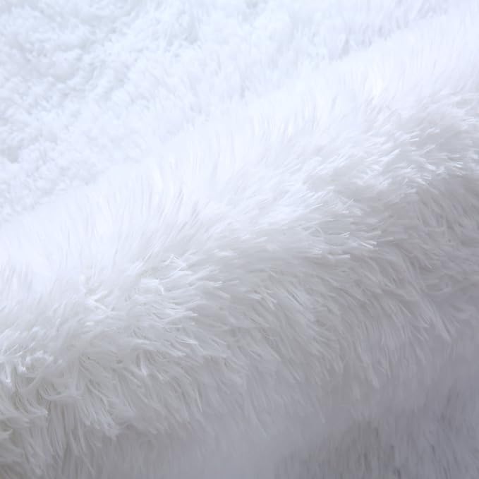 CAIYUECS Shag Area Rug,Indoor Ultra Soft Plush Rugs for Bedroom Living Room, Non-Skid Modern Nursery Faux Fur Rugs for Kids Room Home Decor (4x6 Feet, White)