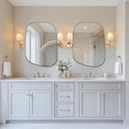 ANDY STAR Brushed Nickel Mirror, 24"x32" Silver Asymmetrical Wall Mirror for Bathroom, Unique Irregular Design with SUS304 Stainless Steel Metal Frame, Ideal for Bathroom, Bedroom, Entryway