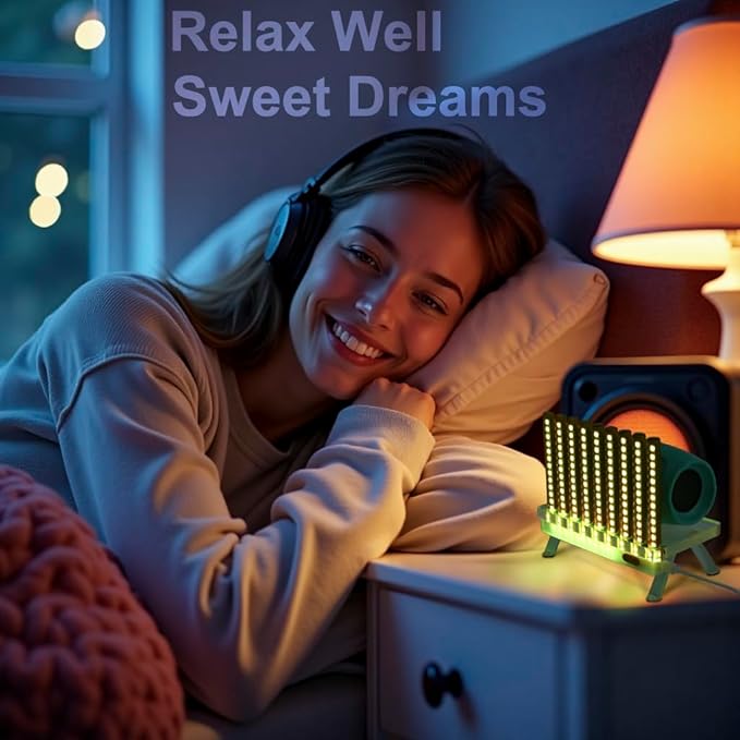 Corded Music Sync LED Light, Sound & App Reactive Mood & Ambient Lighting - Cool & Creative Multicolor Decorative Art Desk Table Lamp 9 Tubes (Orange)