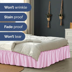 Wrap Around Dust Ruffle Bed Skirt - Light Pink - for Queen Size Beds with 18 Inch Drop - Elastic Strap - Adjustable Pleated Bedskirt with Brushed Fabric and Wrinkle Free - For Women, Men, Kids & Teens