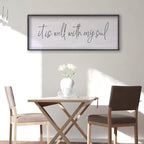 It Is Well With My Soul Wall Decor 32"x12" Bible Verse Christian Scripture Wood Framed Art Sign for Master Bedroom Living Room(Black)