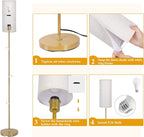 Boostarea Floor Lamp for Living Room with 3 Color Temperatures Bulb, Industrial Floor Lamps, Gold Classic Tall Lamp for Office, Standing Lamps for Bedroom, Kids Room, Reading(9W LED Bulb, Linen Shade)