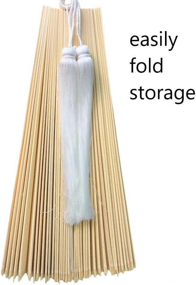 Fan Wall Decor, Japanese Giant Fan, Large Bamboo Fan Wall Art For Boho Hanging Headboard, Decorative Folding Fans For Over Bed, Asia Trending (Ivory 48inch)