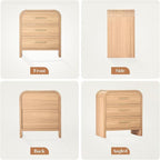 Farmhouse Nightstand Set of 2, 23.5" Curved Modern Night Stand with 3-Drawer, Bed Side Table Furniture, End Table for Bedroom, Storage Cabinet for Living Room Home Office Entryway, Oak