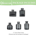 Glasseam Gray Glass Bud Vase: Mini Small Vases for Centerpieces Cute Flower Vase Set of 5 Tiny Vases for Flowers Decorative Centerpiece Table Decor for Wedding Party Dining Room Decoration