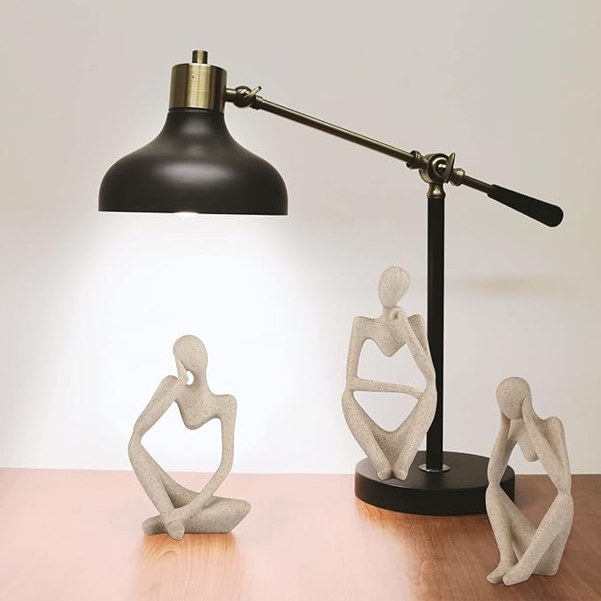 Sandstone Resin Thinker Style Abstract Sculpture Statue Collectible Figurines Home Office Bookshelf Desktop Decor