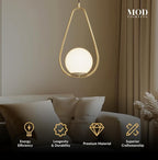 𝗠𝗢𝗗 𝗟𝗜𝗚𝗛𝗧𝗜𝗡𝗚 Jewels & Pearls | Modern Gold Pendant Light Fixtures, Hanging Globe Pendant Lights for Kitchen Island Lighting, Dimmable LED Bulb Included, 1 Pack (Gold | Warm White | Droplet)