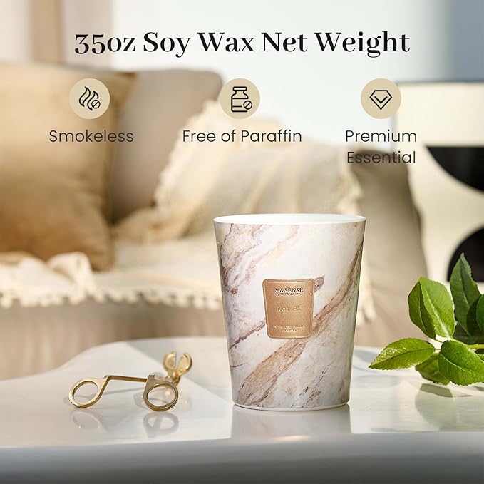 M&SENSE NoirAir Scented Candles for Home, 3-Wick Highly Scented Jar Candles, Extra Large Candle 35 Oz 150 Hours Long Lasting Burning, Relaxing Aromatherapy Candle for Stress Relief, Meditation