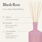 LAFCO New York Classic Reed Diffuser, Blush Rose - 6 oz - Up to 3 Months Fragrance Life - Reusable Glass Vessel - Natural Wood Reeds - Made in The USA