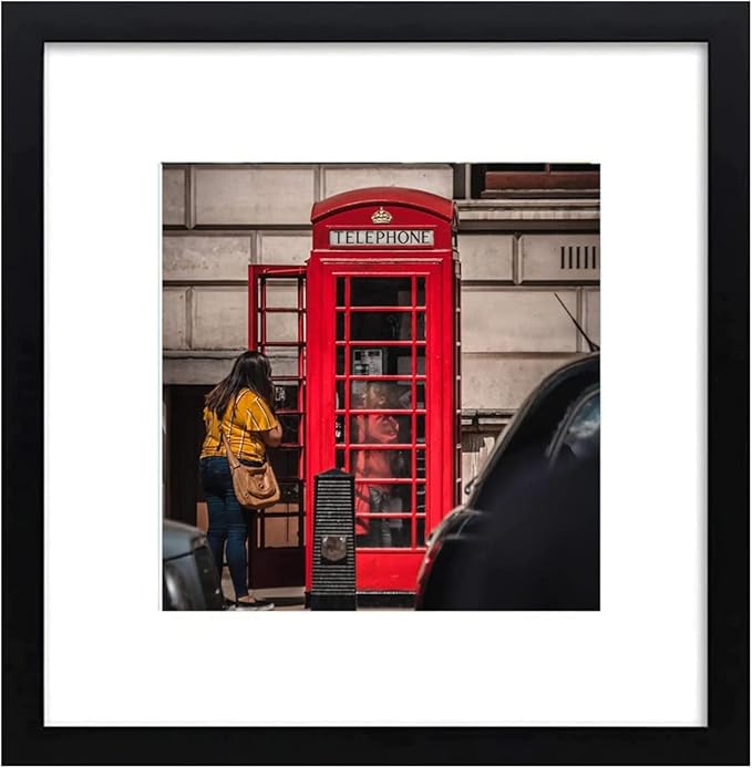 8x8 Picture Frame Set of 6, Display Pictures 5x5 with Mat or 8x8 Without Mat for Wall Mounting or Table Top Display,Black