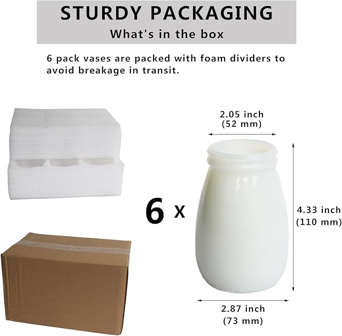 YANLING 6 Pack White Vase for Decor Ceramic Vase for Flowers, Small Bud Vases for Home Decor White Flower Vase, Boho Vases Dried Flowers Vases