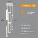 Modern Adjustable Height Pendant Light White 108W LED Pendant Lights 6 Rings Rectangular Chandelier Staircase Large Chandelier Lobby Living Room Kitchen Island Foyer High Ceiling Chandeliers