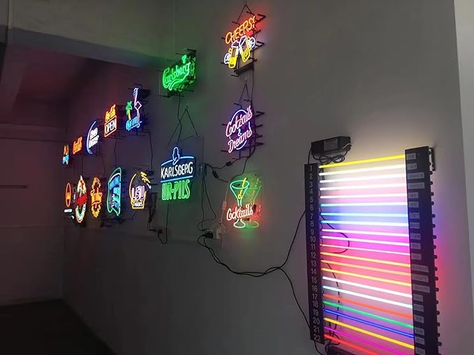 Neon Signs Beer Bar Louisiana Crawfish With Circle Border Glass Neon Signs for Office Pub Cafe Party Man Cave Neon Light Art Wall Lights 24 X 20 Inches