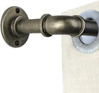 Industrial Curtain Rods 18 to 88 in,Blackout Curtain Rod,Adjustable Length,1 in Diameter Pipe,Wall or Ceiling Mounted,for Bedroom and Living Room (Antique Silver 18” to 88”)