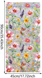 Window Film, Stain Daisy Glass Film Rainbow Flowers Static Window Clings Stickers for Home Office Living Room Bedroom Glass Windows Door Decor