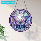 Butterfly Suncatcher Stained Glass Window Hanging - 8” Handmade Stained Glass Suncatchers for Windows Hanging - Sun Catchers Indoor Wall Art Garden Decor Catcher with Hook - Butterfly Gift for Women