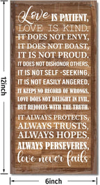1 Corinthians 13:4-8 Inspirational Hanging Wood Decor Sign, Printed Wood Sign, Love is Patient, Love is Kind Quote, Hanging Bible Verses Woods Wall Signs, Rustic Home Decor Signs, Christian Gift I1