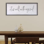 It Is Well With My Soul Wall Decor 32"x12" Bible Verse Christian Scripture Wood Framed Art Sign for Master Bedroom Living Room(Black)