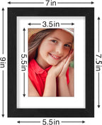 Vittanly 6x8 Picture Frames Set of 9, Shatter Resistant Plexiglass, Display 4x6 Pictures with Mat or 6x8 without Mat, Photo Frames for Wall or Tabletop, Engineered Wood, Black
