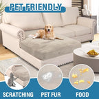 H.VERSAILTEX Velvet Stretch Individual Chaise Cover Sectional Couch Covers for L Shaped Sofa Both Left/Right Furniture Protector Seat Cushion Sofa Cover (1 Piece Chaise Cover, Oatmeal)