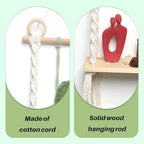 Macrame Wall Hanging Bohemian Woven Tapestry Chic Woven Leaf Tassels Decoration Handmade Wall Art Home Decor for Apartments, Dorms, Living Rooms, Bedrooms, Nursery Backdrop