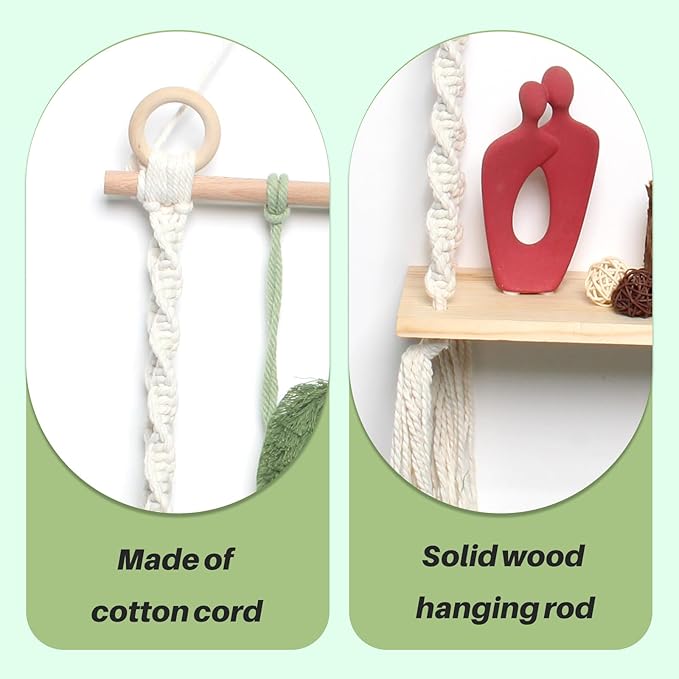 Macrame Wall Hanging Bohemian Woven Tapestry Chic Woven Leaf Tassels Decoration Handmade Wall Art Home Decor for Apartments, Dorms, Living Rooms, Bedrooms, Nursery Backdrop