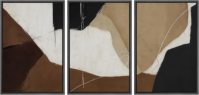 SIGNWIN Framed Canvas Print Wall Art Modern Abstract Neutral Tone Minimalist Geometric Photography Modern Art Minimalist Black and White for Living Room, Bedroom, Office - 16"x24"x3 Black